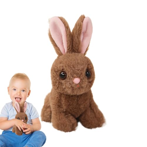 ccuzs Realistic Bunny Plush Toy, Cute Stuffed Rabbit Doll for Kids Animal Lovers, Lightweight Compact Huggable Soft Home Decor Plushie in White, Brown, Pink, 7.87 Inches von ccuzs