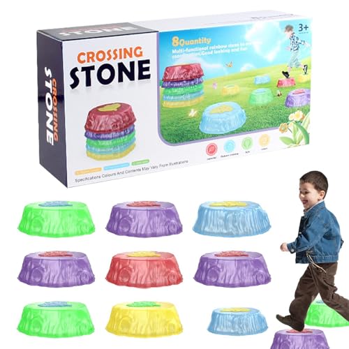 ccuzs Stepping Stones, 2024 Rainbow Obstacle Course Set, 8-Piece Non-Slip Stones, Jumping Path for Kids’ Balance, Coordination, and Sensory Integration Development, 8 Pieces von ccuzs