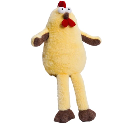 ccuzs Stuffed Animal, Animal Toys, Soft Cuddly Material Adorable Long Legged Chicken Plush Toy, Cute Stuffed for Bedroom Decoration Children Boys and Girls, 13.39x5.91in, Yellow von ccuzs