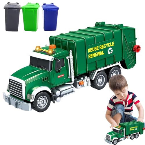 ccuzs Toy Tow Truck, Kids Tow Truck with Lights and Sounds, Logging Toy with 3 Trash Bins Features a Realistic Tow Truck for Family Fun and Gift, 16.34x5.51x7.87 Inches von ccuzs