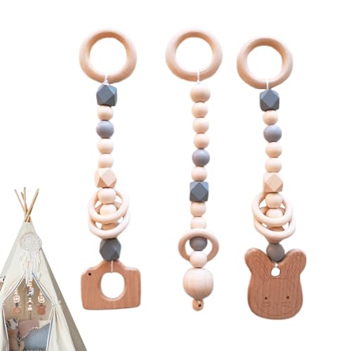 ccuzs Wooden Baby Gym Pendant, Stroller Crib Toy Pendant, Charming Baby Gym Toy Pendant, Sturdy Wooden Nursery Decoration Toys 10.63x2.36x1.38 for Babies, Kids Boys and Girls von ccuzs