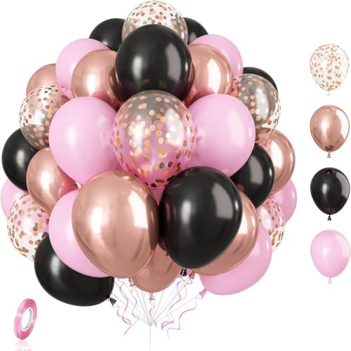 30 pcs Pailletten Latexballon Geburtstag Party Dekoration,Verdickter Ballon, für Jungen und Mädchen Wald Baby Dusche Dekorationen luftballons,Hochzeit Deko (Rosa Schwarz) von champracer