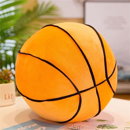 3D Plüsch Basketball Kissen, Basketball Plüschtier Spielzeug, Simulation Basketball Plüsch Kissen, Weiches Basketball Kissen PlüschbäLle, GefüLlte Spielzeug für Heimdekoration (23 cm,Basketball) von champracer