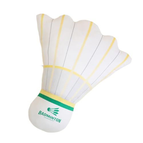 Badminton Wurfkissen,Badminton Plüschtier, Badminton Plüsch Rückenlehne Kissen Puppe Spielzeug für Kuscheln Spielen und SchlafenPlüschtier Dekokissen Sport Events Kissen (50x47 cm,weiß) von champracer