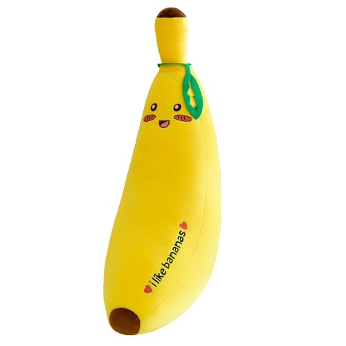 Banane PlüSchtier Puppe Wurfkissen, PlüSch Kuscheltier Banane PlüSchkissen Spielzeug, Schmusetier Geschenk, zum Spielen und Kuscheln für Kinder MäDchen Jungen (35 cm,Glücklich) von champracer