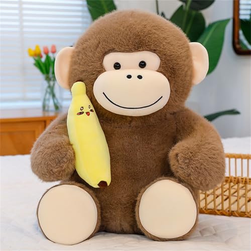 Bananen-Affenpuppe, AFFE Kuscheltier Stofftier Spielzeug, Gorilla-Plüschtier, Dummer Bananengorilla Plüschpuppe, Plüschspielzeug für Jungen Und Mädchen (45 cm,Braun) von champracer