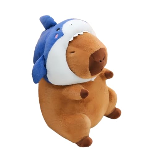 Capybara Plüschtier Kinder Capibara Kuscheltier mit Blauer Mütze Wombat Capybara Kissen Capybara Plush Toy Niedliche Tier Spielzeug Plüsch Kreative Hai Plüschtiere Geschenke (70 cm,Braun) von champracer