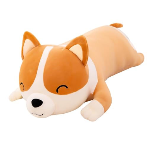 Corgi Plüschtier, Corgi Hund Plüsch Kissen, Weiche Hundekissen, Hund Kuscheltier Plüschtier, Gefülltes Corgi Puppen, Geschenke für Kinder Freundin (120 cm,Braun) von champracer