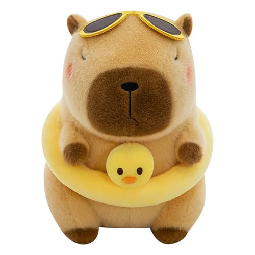 Delphin Capybara Plüschtier Puppe Stofftier Niedlicher Kapybara Spielzeug Wurfkissen, für Kinder Mädchen Jungen Geburtstagsgeschenk (23 cm,Gelb) von champracer