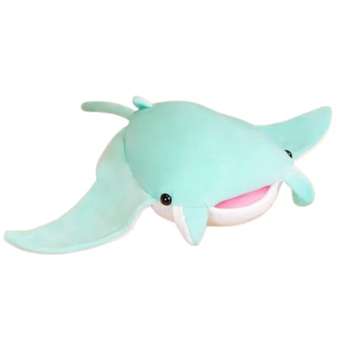 Devil Fisch plüschtier Simuliertes Tier Kawaii Devil Fisch, Realistische Plüsch Spielzeug für Wilde Tiere Dekoration Geschenk Kinderkissen Stofftierspielzeug (72 cm,Grün) von champracer