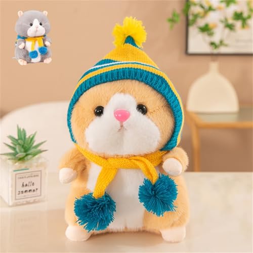 Hamster Kuscheltier, Hamster Spielzeug, Goldbär Puppe, Meerschweinchen Kuscheltier, Lustiger Kinder Hamster Plüschtier, Abnehmbar Wollmütze Hamster Interaktives Puppe Geschenk Kinder (30 cm,Gelbe-b) von champracer