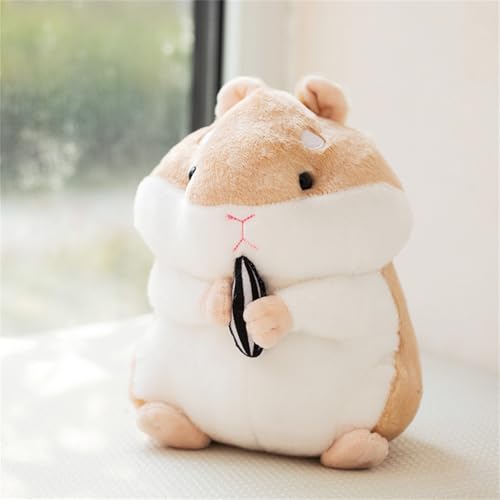 Hamster Kuscheltier, Meerschweinchen Kuscheltier, Sonnenblumenkerne Hamster Plüschtier, Hamster Spielzeug Kinder, Weiche Süßes Hamster Puppe Kissen Geschenk Für Mädchen Und Jungen (25 cm,Braun) von champracer