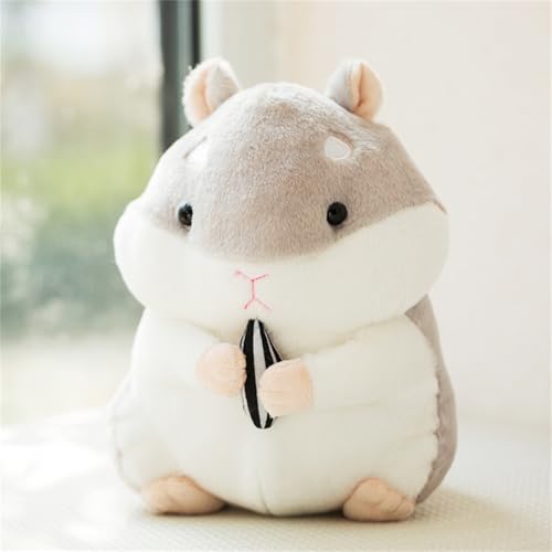 Hamster Kuscheltier, Meerschweinchen Kuscheltier, Sonnenblumenkerne Hamster Plüschtier, Hamster Spielzeug Kinder, Weiche Süßes Hamster Puppe Kissen Geschenk Für Mädchen Und Jungen (25 cm,Grau) von champracer