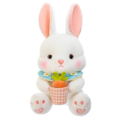 Hasen Verstecken , Gefülltes Kaninchen mit Karotten und Erdbeeren,Plüschtier Hase, Hasenplüsch,Osterhase Gefülltes Plüschtier Hase, Kuscheltier Osterhase Puppe Geschenk für Kinder (Weiß,40 cm) von champracer