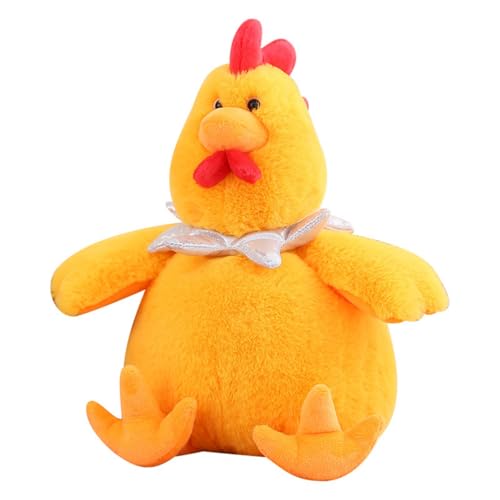 Huhn Kuscheltier Kugelfisch Plüschtier, Pummeliges Huhn aus Plüsch, Weiches Huhn plüsch für Sofa, zum Spielen und Kuscheln für Mädchen und Jungen (25 cm,Gelb) von champracer