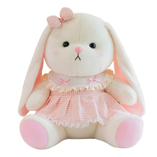 Kaninchen Kuscheltier Plüschtier Kinder Plüsch-Hase, Kleines Kaninchen Puppe Plüsch Spielzeug Weich und Flauschig Kaninchen Plüsch Puppe für Mädchen Wurfkissen Dekoration (28 cm,Doppelter Bogen) von champracer