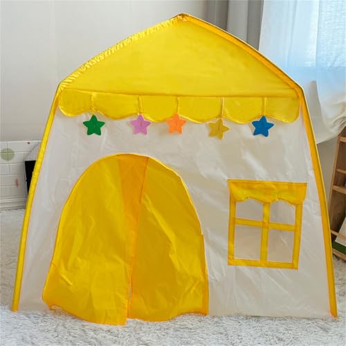 Kinder Tipi Zelt,Kinder Spielhaus Indoor mit Fenstern & Vorhang, Faltbares Spielhaus für drinnen oder draußen, Spielzimmer Babyzimmer,faltbares Spielhaus für drinnen oder draußen (130x100x130 cm,Gelb) von champracer