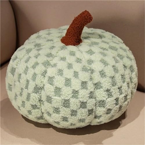 KüRbis Kissen, Halloween PlüSch KüRbis, Herbst Innen Pumpkin Kissen Dekoration, 3D PlüSch KüRbis Dekokissen, Geflecktes KüRbiskissen Rosa Schlafzimmer Bett Sofa KüRbis Dekoration (15 * 20 cm,Grün) von champracer