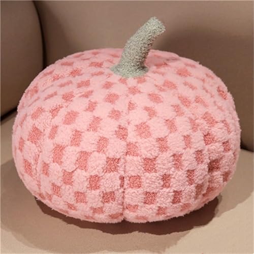 KüRbis Kissen, Halloween PlüSch KüRbis, Herbst Innen Pumpkin Kissen Dekoration, 3D PlüSch KüRbis Dekokissen, Geflecktes KüRbiskissen Rosa Schlafzimmer Bett Sofa KüRbis Dekoration (25 * 30 cm,Rosa) von champracer