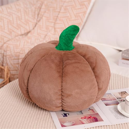 KüRbis Kissen, Herbst KüRbis Dekokissen, Halloween PlüSch KüRbis Deko - KüRbis XXL, KüRbis Weiss Deko, 3D PlüSch KüRbis Dekokissen, Halloween Deko Rosa, PlüSch KüRbis Sofa Dekoration (Braun) von champracer