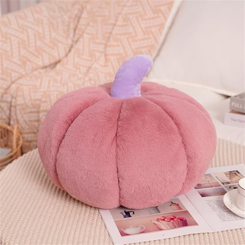 KüRbis Kissen, Herbst KüRbis Dekokissen, Halloween PlüSch KüRbis Deko - KüRbis XXL, KüRbis Weiss Deko, 3D PlüSch KüRbis Dekokissen, Halloween Deko Rosa, PlüSch KüRbis Sofa Dekoration (Rosa) von champracer