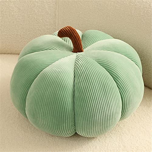 KüRbis Kissen, KüRbis Kissenbezug, Halloween KüRbis PlüSch KüRbis-üBerwurfkissen KüRbissen GefüLltes Kissen, 3D PlüSch KüRbis Dekokissen Kopfkissen Kissen, Plüschtier Geschenk (18 cm,grün) von champracer