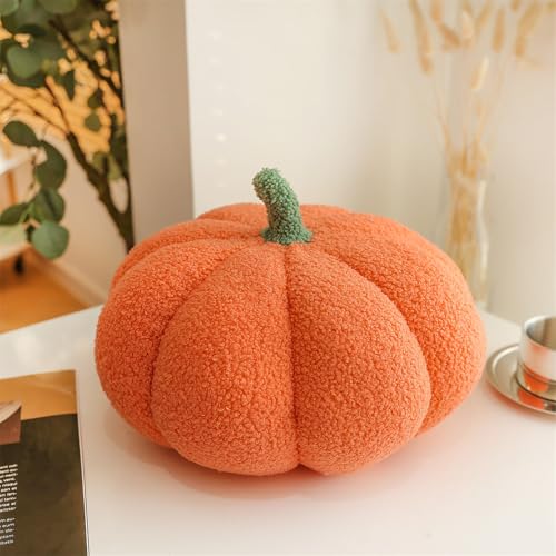 KüRbis Kissen, Pumpkin Pillow, Halloween KüRbis Kissen Groß, 3D PlüSch KüRbis Kissen, KüRbis-Futonkissen, KüRbis Dekokissen, KüRbis PlüSch Kissen, Kinderzimmer Sofa Dekoration (23 cm,orange) von champracer