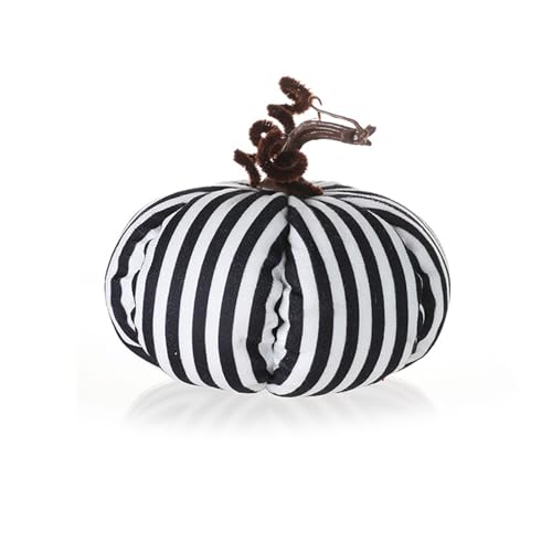 Kürbis Plüsch Spielzeug Halloween Kürbis Stil Kissen Puppe Wurfkissen, für Kinder MäDchen Jungen Wohnzimmer Schlafzimmer Dekoration (16 cm,schwarz und weiß) von champracer