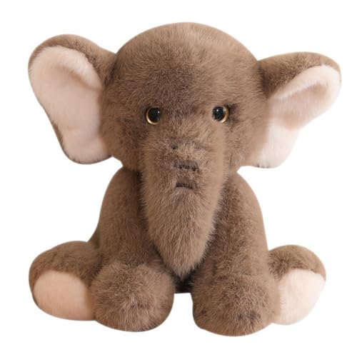 Kuscheltier Elefant Plüsch Spielzeug Kinder Elefant Plüsch Puppe Baby Spielzeug und Plüschtier Elefant Kuscheltier, zum Spielen Geschenk Kuscheln Gemütliches Schmusetier (23 cm,Braun) von champracer