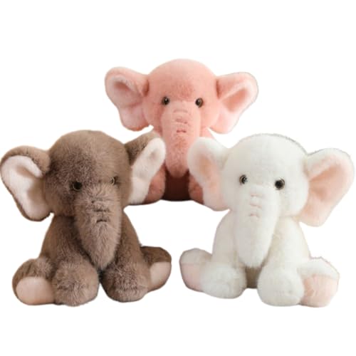 Kuscheltier Elefant Plüsch Spielzeug Kinder Elefant Plüsch Puppe Baby Spielzeug und Plüschtier Elefant Kuscheltier, zum Spielen Geschenk Kuscheln Gemütliches Schmusetier (23 cm,Rosa+Braun+Weiß) von champracer