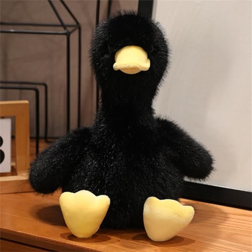 Kuscheltier Ente, Ente Plüschtier Kuscheltier, Niedliche Kleine Gelbe Ente Plüschpuppe Mit Großem Mund, Nachahmung Nerz Plüschtier Ente, Flauschiges Ente Stoffpuppe Geschenk Für Kinder (45 cm,Schwarz) von champracer