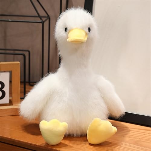 Kuscheltier Ente, Ente Plüschtier Kuscheltier, Niedliche Kleine Gelbe Ente Plüschpuppe Mit Großem Mund, Nachahmung Nerz Plüschtier Ente, Flauschiges Ente Stoffpuppe Geschenk Für Kinder (65 cm,Weiß) von champracer