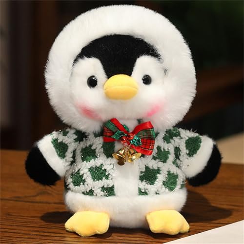 Kuscheltier Pinguin, Pinguin Puppe, Puppe Pinguin Kuscheltier, Stofftier Schmusetier Zum Kuscheln & Spielen, Geschenk Penguins Plush für MäDchen Jungen (22 cm,Grün) von champracer