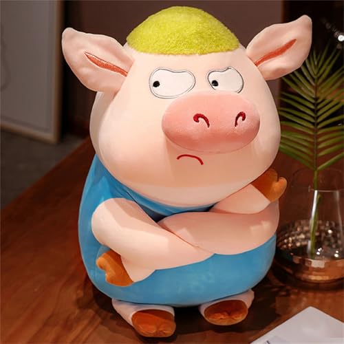 Kuscheltier Schwein Pigwick, Plüsch-Schweinchen, Kuscheltier Plüschkissen, Cartoon Kinder Begleiten Kuscheltier Stofftiere, Geschenke für Jungen Und MäDchen (60 cm,Blau) von champracer