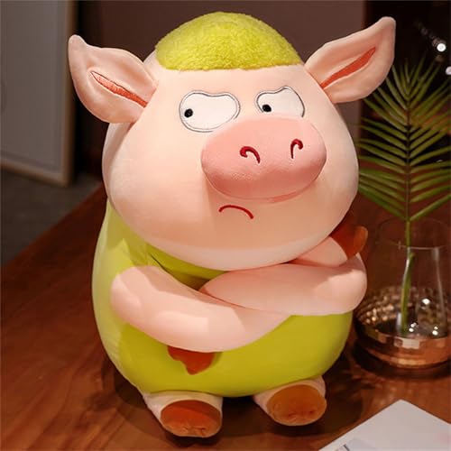 Kuscheltier Schwein Pigwick, Plüsch-Schweinchen, Kuscheltier Plüschkissen, Cartoon Kinder Begleiten Kuscheltier Stofftiere, Geschenke für Jungen Und MäDchen (60 cm,Grün) von champracer