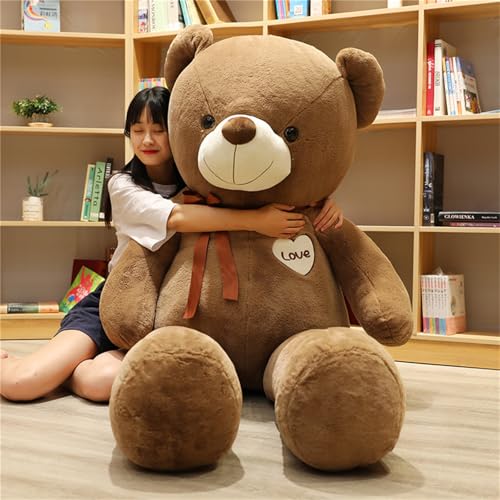 Kuscheltier Teddybär Plüschtier, Riesen Teddy mit strapazierfähigem Reißverschluss ,Groß XXL Teddy Bear, Plüschtier Teddybär weicher Plüsch tolles Geschenk kreatives (140 cm,Schokoladenfarbe) von champracer