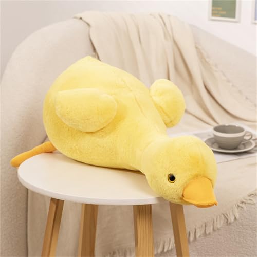 Kuscheltier Weiße Gans Puppe Stofftier Kissen Plüschtier Entenküken, zum Spielen und Kuscheln, Weiches Schmusetier für Mädchen, Jungen, Babys (50 cm,Gelb) von champracer