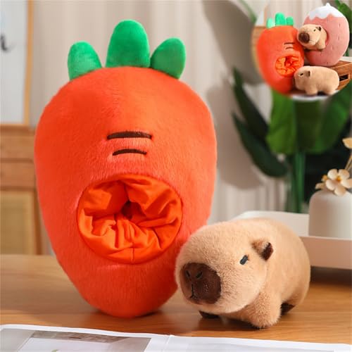 Neu Capybara Plüschtier, Kuscheltier Capybara 2 In1, Avocado Plüschtier, Simulation Avocado Kuscheltier XXL, Abnehmbar Plüschtier Super Weiche Gefüllte Spielzeug Plüsch Für Kinder (35 cm,orange) von champracer