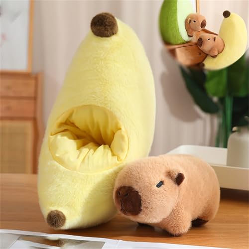 Neu Capybara Plüschtier, Kuscheltier Capybara 2 In1, Avocado Plüschtier, Simulation Avocado Kuscheltier xxl, Abnehmbar Plüschtier Super Weiche Gefüllte Spielzeug Plüsch Für Kinder (45 cm,gelb) von champracer