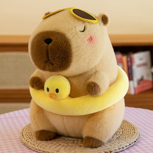 Niedlichen Capybara Plushies, Schwimmen Wasserschwein Plüschtier,Capybara Plushie Puppen Capybara Plüschtier Capybara Plüschtier Capybara Plüsch Capybara Figur Stofftier Kissen (Schwimmring,30cm) von champracer