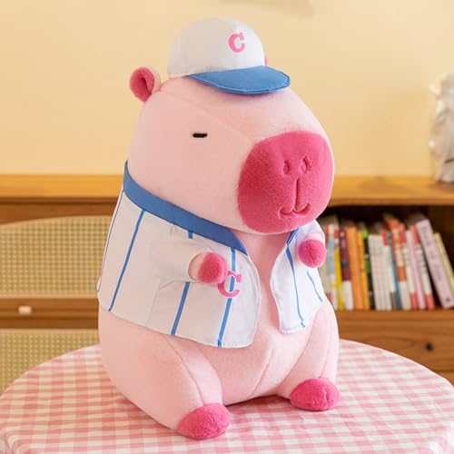 Niedlichen Capybara Plushies, Trikots, Rucksäcke Wasserschwein Plüschtier,Capybara Plushie Puppen Capybara Plüschtier Capybara Plüschtier Capybara Plüsch Capybara (Rosa Baseball-Trikot,48cm) von champracer