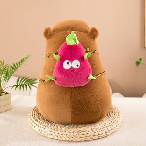 Niedlichen Capybara Plushies, Wasserschwein Plüschtier,Capybara Plushie Puppen Capybara Plüschtier Capybara Plüschtier Capybara mit Ping-Pong-Rucksack Plüsch Capybara Figur (45 cm,Drachenfrucht) von champracer