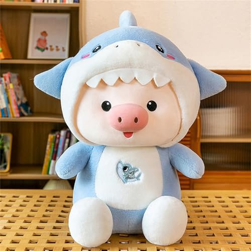 Niedlicher Hai Schweine Plüsch, Schwein Kuscheltier, PlüSchtier Schwein, Puppe Spielzeug Schlafen, Schmusetier Geschenk für Kinder MäDchen Jungen (35 cm,Blau) von champracer