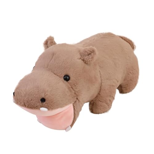 Nilpferd Kuscheltier Niedliche Nilpferdpuppe Plüschtier Puppe Kinder Schlafkissen Kinder Stoffpuppe Mädchen Geburtstagsgeschenk für Kinder (50 * 21 * 22 cm,Braun) von champracer