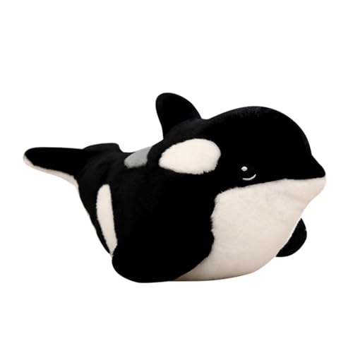 Orca Kuscheltier,Realistisches Orca-Wal-Plüschtier, Fische, Plüschtiere, Puppen,Riesiger, Weicher Und Kuscheliger Killerwal,weiche Ozean-Meereskreaturen Orca Haie Plüsch,Heimdekoration (30 cm,Schwarz) von champracer