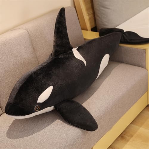 Orcas Niedliche Tiere, Simulierte Wale Große Orcas Plüschtiere Weiches Gefülltes Niedliches Spielzeug Kinder Orcas Meerestiere Plüschtiere Jungen und Mädchen Heimdekoration (130 cm,Schwarz) von champracer