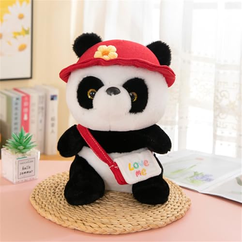 Panda Geschenk, Weiche Stofftier Panda Kuscheltier Mit Hut, Kawaii Pandas Stofftier Puppen, Realistisches Süßes Panda Kissen Spielzeug, Flauschige Panda Puppe Schlafkissen Wurfkissen (60 cm,Rot) von champracer