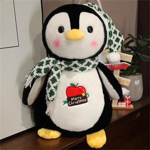 Pinguin Kuscheltier, Pinguin Stofftier PlüSchpuppe, Cartoon Pinguin Puppe, Kuscheltier Pinguin PlüSchtiere Pinguinpuppe, Niedliche Pinguin Geschenke für Jungen Und MäDchen (25 cm,Grün) von champracer