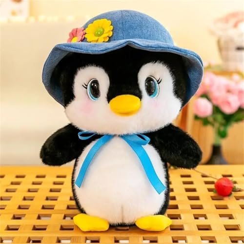 Pinguin Kuscheltier mit Blumenhut, Pinguin Puppe Kuscheltier Pinguin-PlüSchtier, Plüschpinguin Geschenke für Mädchen und Jungen, Pinguin Plüsch Spielzeug Zum Kuscheln Und Spielen (50 cm,Blau) von champracer