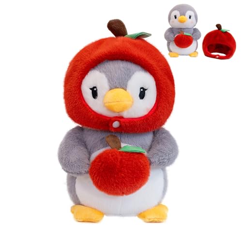 Pinguin Plüschtiere Kuscheltier, Niedlichen Pinguin Plüsch Puppen Stofftier Spielzeug Gefüllt Kissen, Niedliches Weiche Obst Hut Pinguin Plüschtiere Zum Kuscheln, Schlafen Home Deko (Apfel) von champracer